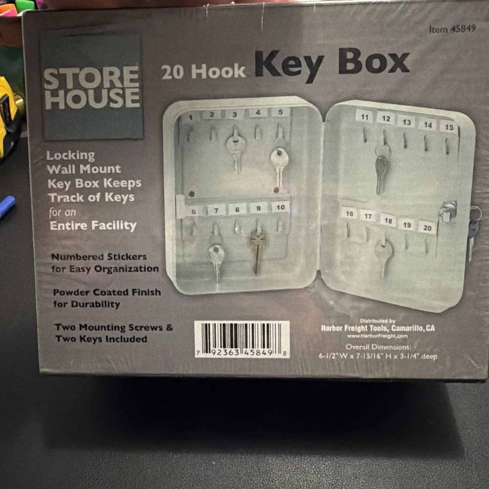Store House 20 Hook Wall Mount Key Box - Steel Key Storage Organizer NEW